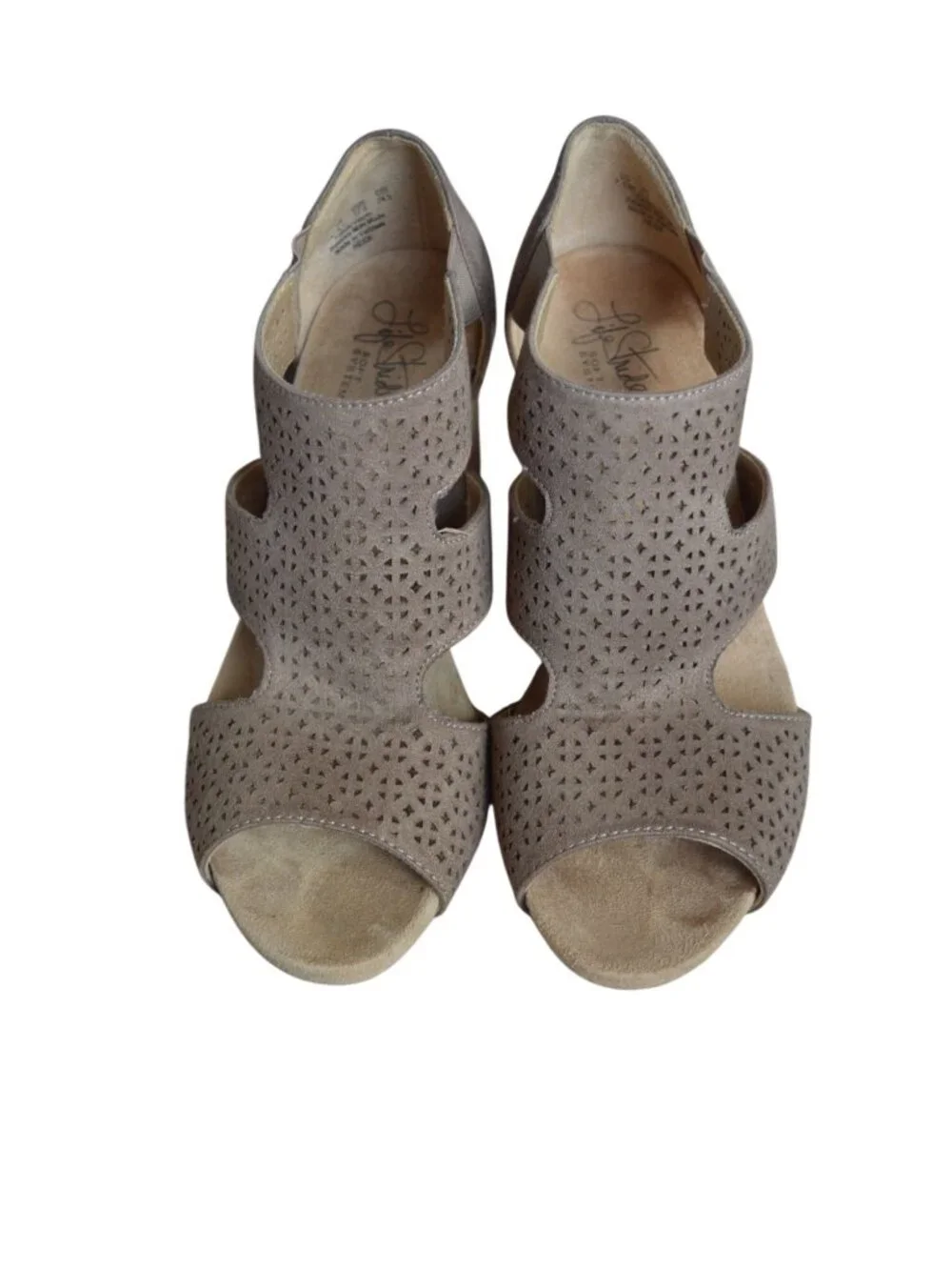LifeStride Heidi Griege Women's Cork Wedge Sandals Size 7.5 Boho Summer Casual